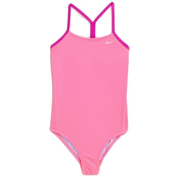 NIKE Girls 7-17 Solid Racerback One-Piece Swimsuit - Picture 1 of 3
